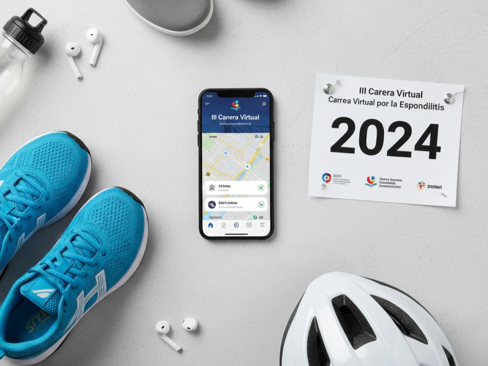 Modalidades de Participación en la Carrera por la Espondilitis Collage de imágenes mostrando las diferentes modalidades: caminata, carrera y ciclismo, para la carrera por la espondilitis.
