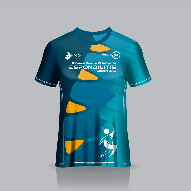 Diseño de la camiseta de la III Carrera por la Espondilitis Diseño de la camiseta conmemorativa de la carrera virtual por la espondilitis.